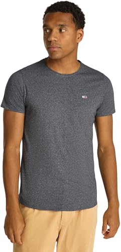 Tommy Jeans Camiseta de Manga Corta para Hombre Tjm Slim Slim Fit, Gris (New Charcoal), XXL