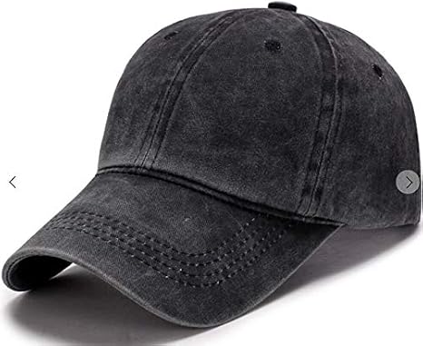 Perlotus Unisex Black Cotton Vintage Hat Adjustable Sports Stylish Design Organic Material