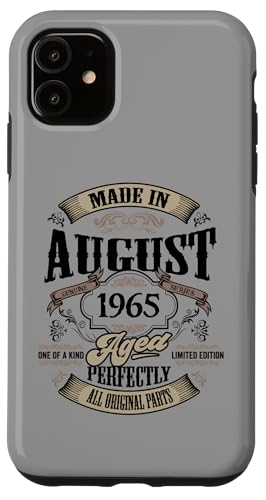 Vintage 60th Birthday Born August 1965 60 Years Old Gift Coque pour iPhone 11