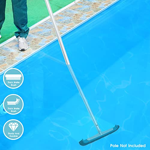 Poolvio Swimming Pool Brush, 17.5" Brush Head With Aluminum Back And Nylon Bristles For Cleaning Walls, Tiles And Floors Of Swimming Pool, With Ez Clip (Pole Not Included) #TOP6
