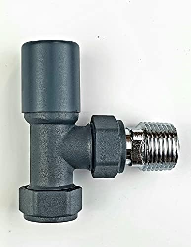 Greenedhouse Oslo Anthracite TRV Angled Designer TRV Thermostatic Radiator & Towel Rail Valve Radiator Towel Heater Valve, 1/2'' - 15mm