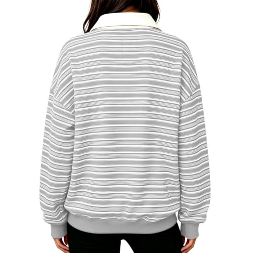 Striped Long Sleeve Shirt Women Dressy Casual Polo Shirt Fall Outfits 2026 | Loose Fit, Office, Lightweight, Workout, Business, Holiday, Vacation, Work Blouses, Travel Outfits, Fashion Clothing 2026 - image 3