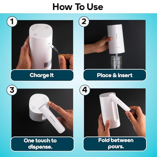 Image of InstaCuppa Automatic Water Dispenser for Gallon Bottles | 2000mAh Rechargeable USB Type-C | Digital Display with Countdown Timer | Foldable Hygienic Spout & Food-Grade Silicone Hose