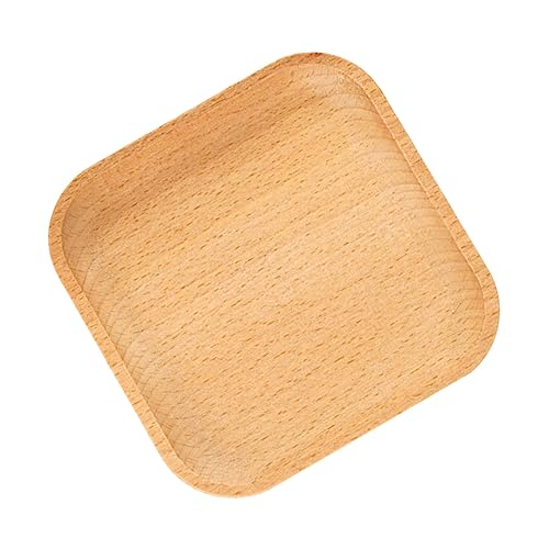 MAGICLULU Small Dessert Plate 12Cm Beech Wood Versatile Fruit Saucer Handmade Wooden Dessert Tray Home Accessory for Restaurant and Kitchen Use