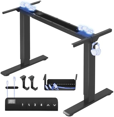FLEXISPOT Höhenverstellbarer Schreibtisch Gestell E1 PRO mit Doppelmotor | Elektrische Tischbeine höhenverstellbar mit Kabelmanagement & 2 Haken,LED-Höhenanzeige&4 Speicherplätzen