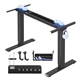 FLEXISPOT Höhenverstellbarer Schreibtisch Gestell, Elektrisch Tischbeine mit 2 Motoren & LED-Höhenanzeige & 4 Speicherfunktionen, inkl. 2 Haken & Kabelmanagement, Schwarz