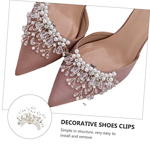 Clips à chaussures en perles d'imitation et strass accessoires chics de mariage - 3