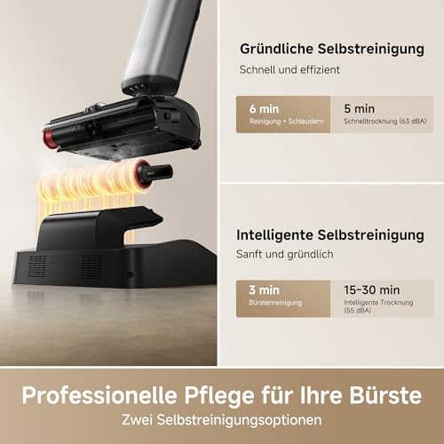 Mova X4 Pro Nass-Trocken-Sauger, Heißwasser-Wischfunktion, Tangle-Free, Selbstreinigung bei 100 °C, 20 kPa Saugkraft, Push-In-Basisstation, LED-Bürstenkopf, Doppelkante, intelligente Saugkraftregelung