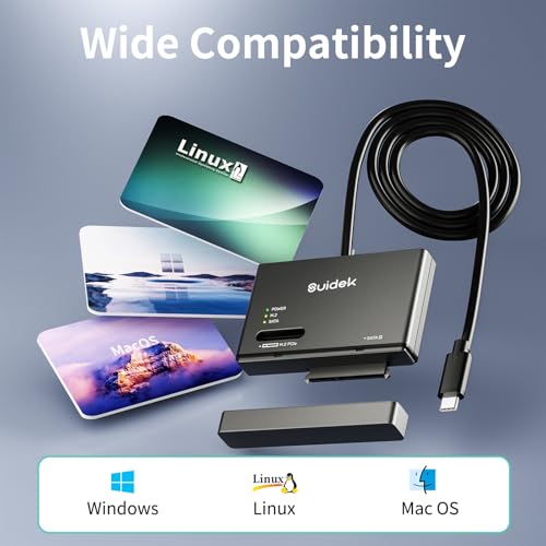 SUIDEK M.2 NVME SSD Enclosure Adapter, Type-C 10Gbps to NVME and SATA Hard Drive Reader External Adapter, M.2 NVMe & SATA to USB C Docking Station with M Key Any Sizes and 2.5/3.5" Solid State Disk - Image 4