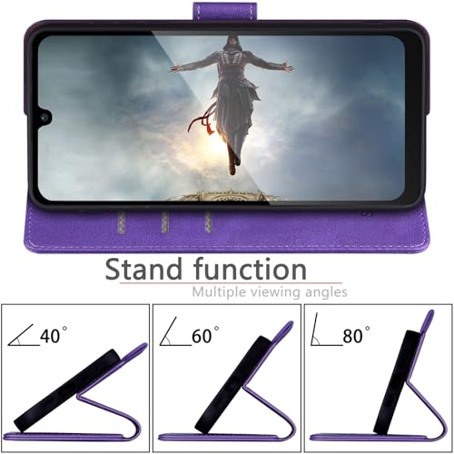 SUANPOT Compatible with Samsung Galaxy A16 5G Wallet case with RFID Blocking Credit Card Holder,Flip Book PU Leather Protective Cover Women Men for Samsung A16 Phone case Purple by SUANPOT - Image 6