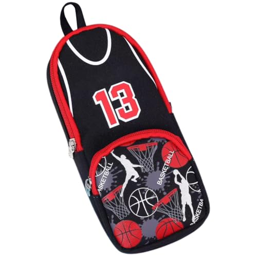QYEHF Trousse Basketball, Trousse à Crayons pour Joueur de Basketball, Sac à Stylo n° 13 Grande Capacité, Trousse à Crayons pour Enfants - Noir