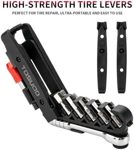 14-in-1 Bike Tool Kit Portable Ratchet Wrench 10Bits 2 Tire Levers Foldable,High Quality Steel,Suitable for Road Bikes and Mountain Bikes,Multi-Function Bike Repair Kits - 3