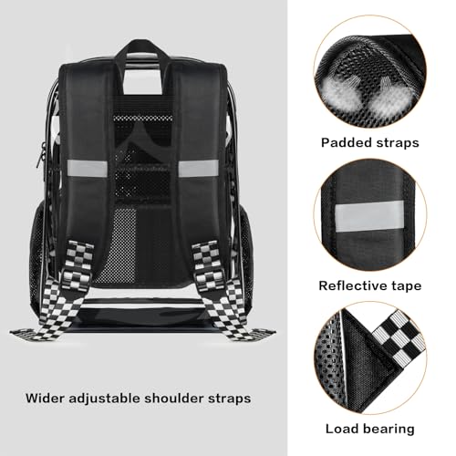 Image of PAMANO Clear Backpack Transparent Heavy Duty Bookbag See Through Bag for College Work Travel Security, Black XL