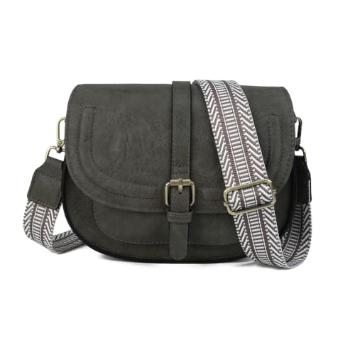 Image of AFKOMST Crossbody Bags for Women,Small Saddle Purse and Boho Cross Body Handbags,Vegan Leather