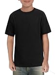 Haloumoning Boys' T-Shirt Summer Short-Sleeved Tops Children's Round Neck Plain Lightweight Shirts Casual Sports Basic Tops 5-14 Years, Black, 11-12 Years