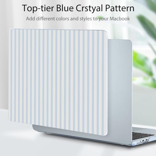 Image of Tuiklol for MacBook Air 13 inch Case M5 2026 M4 2025 M3 2024 M2 2022 Model | Number A3449 / A3240 / A3113 / A2681, Plastic Hard Shell Cover for MacBook Air 13.6 with Touch ID, Striped-Blue