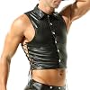 DTODWW Mens Wet Look Undershirt Faux Leather Zipper Shirts Shiny Short Sleeve T-Shirts Slim Fit Muscle Tops Casual #2