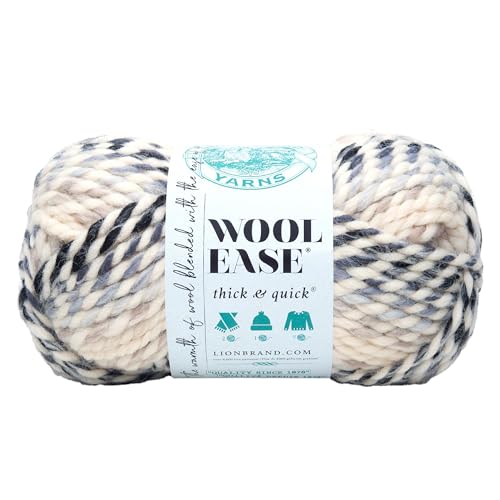 Image of Lion Brand Yarn Wool-Ease Thick & Quick Yarn, Soft and Bulky Yarn for Knitting, Crocheting, and Crafting, 1 Skein, Moonlight | Super Bulky Wool Acrylic Blend Fiber for Soft Hats, Sweaters, Chunky Blankets, Yarn for Crochet, Knitting, Crafts, Weaving