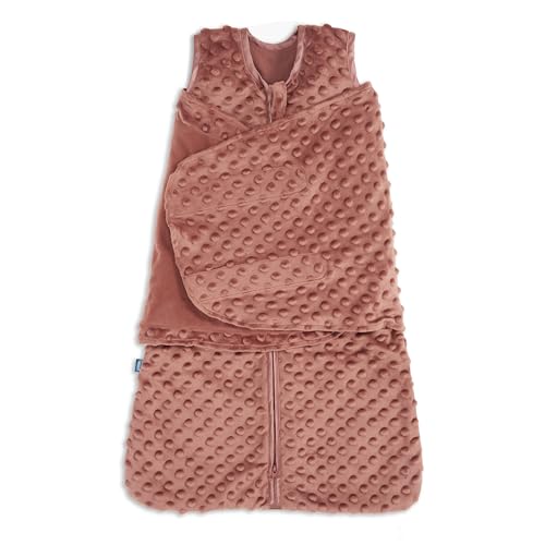 HALO Sleepsack Swaddle, 3-Way Adjustable Swaddle Blanket, TOG 3.0, Velboa, Cedar Plush Dots, Small, 3-6 Months