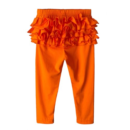 Image of HOOLCHEAN Baby Toddler and Little Girls Ruffles Buttocks Leggings Solid Color Pants