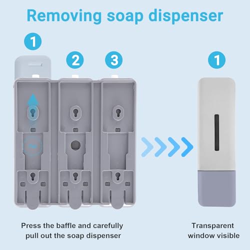 Foto von Hepzest 3-in-1 Seifenspender, Shampoo- und Conditioner-, Seifenabtrenner für das Badezimmer, 3 Kammern für die Dusche, geeignet für Hotelbadezimmer, Zuhause, Schulen, Einkaufszentren.