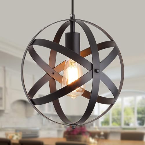 Lámpara Colgante Industrial Vintage de Metal, Ajustable Lámpara de Techo E27, Lámpara Colgante de Techo para Comedor, Bar, Dormitorio, Escalera (Diámetro 30 cm)