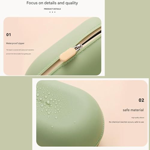 Image of Silicone Makeup Bag, Makeup Brush, Lipstick, and Cosmetic Item Carry Pouch, Travel Portable Makeup Brush Bag, Waterproof Travel Toiletry Bag with Zipper Closer, Silicone Travel Pouch (Green)