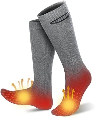 Chanarily Electric Heated Socks, Rechargeable Heated Socks Thermal Sock Heating Socks Foot Warmer Winter Warm Cotton Socks with 3 Heating Settings for Men Women Outdoor Sport - 2XL