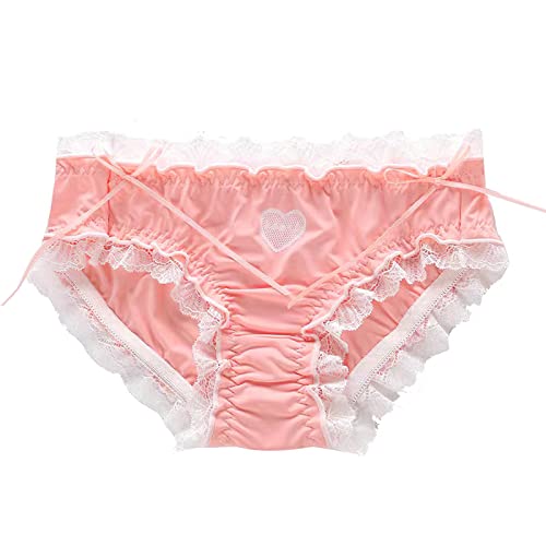 ZooChest Culotte rose avec bordure en dentelle pour femme - Culotte sexy à volants - Culotte mignonne, rose, XL Cover