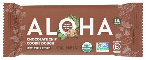 ALOHA Organic Plant-Based Protein bar, Chocolate Chip Cookie Dough, 1.98 Oz