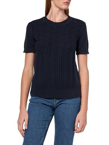 Image of Nautica Women's Short Sleeve Crew Neck Cable Solid Sweater