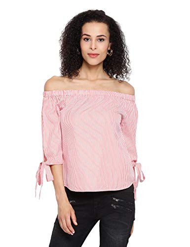 Image of oxolloxo Women's Off-Shoulder Cotton Striped Top
