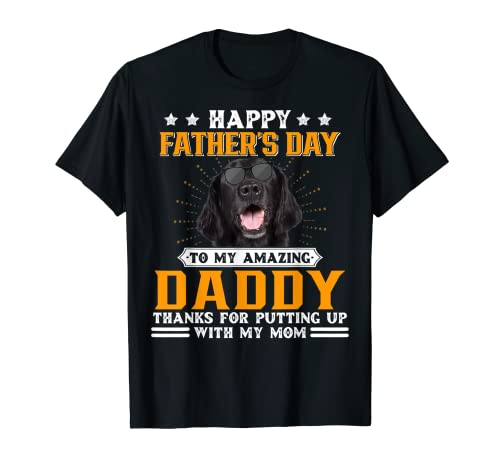 Happy Father's Day Flat Coated Retriever Hund Papa Geschenke Herren T-Shirt