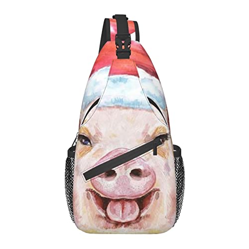 Sac à dos à bandoulière, sac à bandoulière décontracté en forme de lion sous-marin pour homme et femme, Cochon de Noël., taille unique Cover