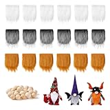 FFchuanhe 18-Pack Gnomes Beards for Crafting, Faux Fur Fabric Precut Gnomes Beards Wooden Balls Set, Suitable for Christmas Halloween Easter (Black and White, Gray, White)