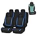 FH Group FB032115 Unique Flat Cloth Seat Covers (Blue) Full Set with Gift - Universal Fit for Cars Trucks and SUVs
