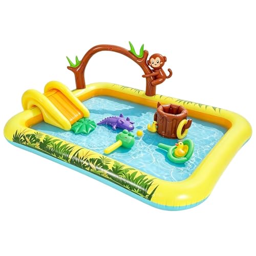 Fellflying Piscine Gonflable Enfant, Gonflables Animaux de la Jungle | Piscine pour,pour extérieur Jardin pelouse terrasse Balcon Parc Cour école Vacances