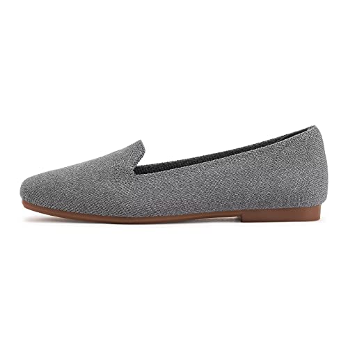 Frank Mully Women's Loafer Flats Square Toe Flat Shoes Comfortable Office Work Shoes, Cute Penny Loafer Slip On Walking Driving Shoes Grey, 8.5 #TOP2