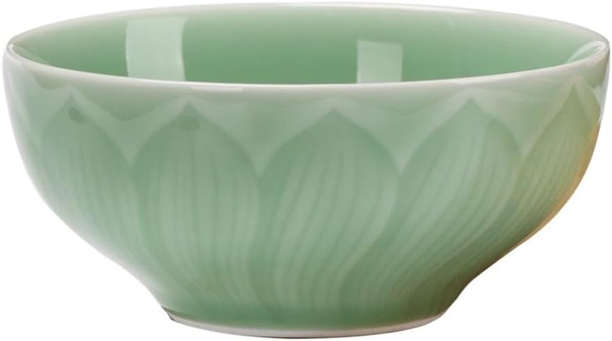Household Rice Bowl Ceramic Longquan Celadon Flower Microwave Applicable Tableware