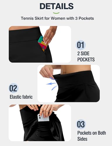 Buauty Women's Tennis Skirt Shorts High Waisted Golf Skorts with Zipper Pockets Workout Athletic Casual Outfit Clothes