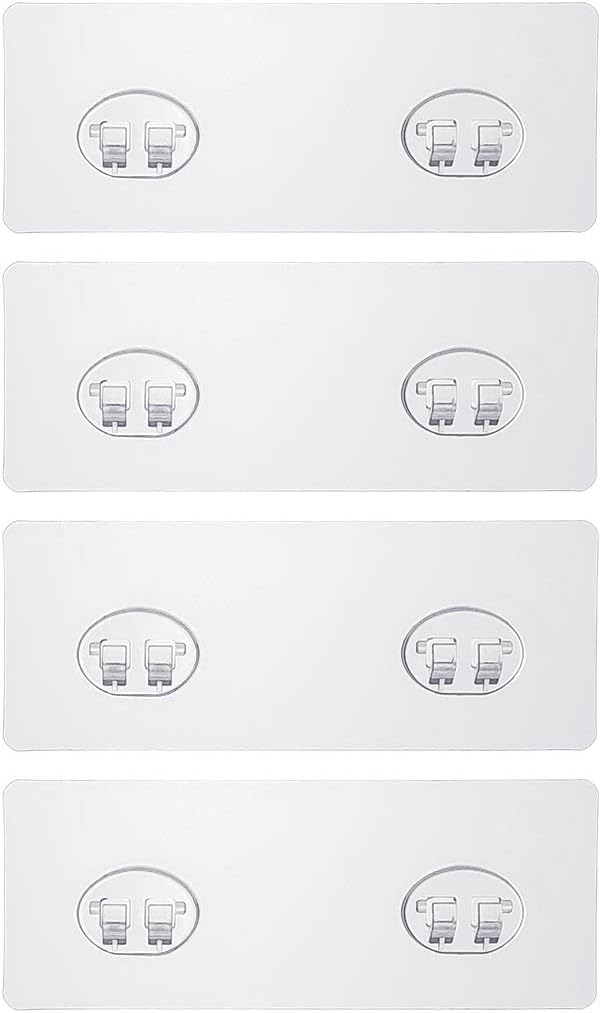 Conworld 4 Packs Shower Caddy Adhesive Replacement, Strong Sticky Heavy-duty Wall Adhesives Nail Free Transparent Adhesive Pad, Adhesives Hook for Shower Caddy, Kitchen Racks, Bathroom Storage Shelves