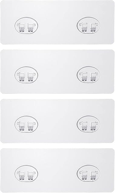 Lekesky Corner Shower Caddy Adhesive Sticker Hooks for Bathroom Shelf, Wall Mount Hook Sticker for Toothbrush Holder, Adhesive Replacement for Bathroom Kitchen Corner Shelf (Transparent, 4 pack)