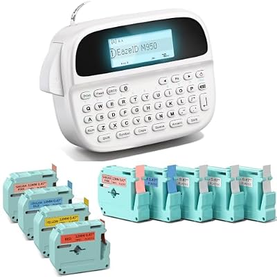 EazeID M950 Label Maker Machine with 9 Color Tapes, Rechargeable Backlit Label Maker Waterproof-Labels 12mm, Portable Labeler for Home Office School Kitchen, Kids Teachers Daily Organizatio