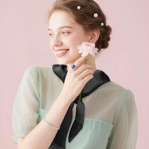 Silk Scarf for Women Satin Neck Scarves Square Satin Scarf Wrap Solid Hair Bandanas Scarfs Lightweight Headband 2 Pack 5