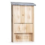 Premium Quality Bat House - Outdoor Bat Box Shelter w/ Metal Roof | Environmentally Responsible Mosquito Control | Grooved Interior to Help Bats Land and Roost | Easy to Install (Hardware Included)