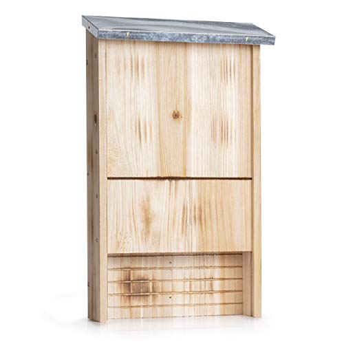 CYPRESS SUNRISE Premium Quality Bat House - Outdoor Bat Box Shelter w/Metal Roof | Environmentally Responsible | Grooved Interior to Help Bats Land and Roost | Easy to Install (Hardware Included)