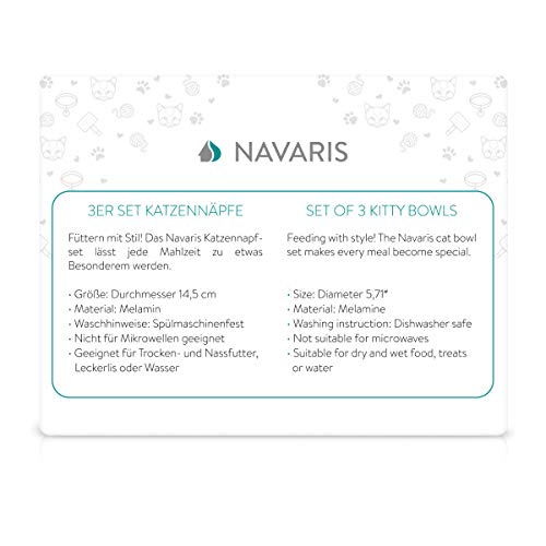 Navaris Futternapf Set 3-teilig für Katzen - 3er Napf rutschfest - 3 x Fressnapf Katzennapf spülmaschinenfest - Wasser Nassfutter Trockenfutter - 3X 210ml Napf
