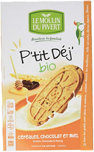 Moulin Pivert PTit Déj Céréales Chocolat/Miel Bio 190 g - Lot de 6