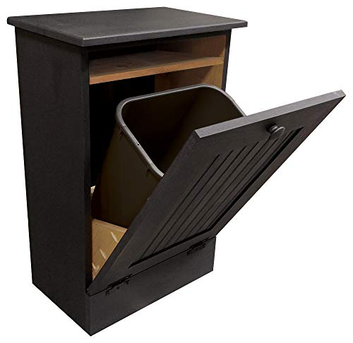 Sawdust City Wooden Tilt-Out Trash Bin with Interior Shelf (Solid Black)