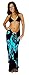 1 World Sarongs Womens Hibiscus Flower Cover-Up Sarong in Aqua Blue/Black